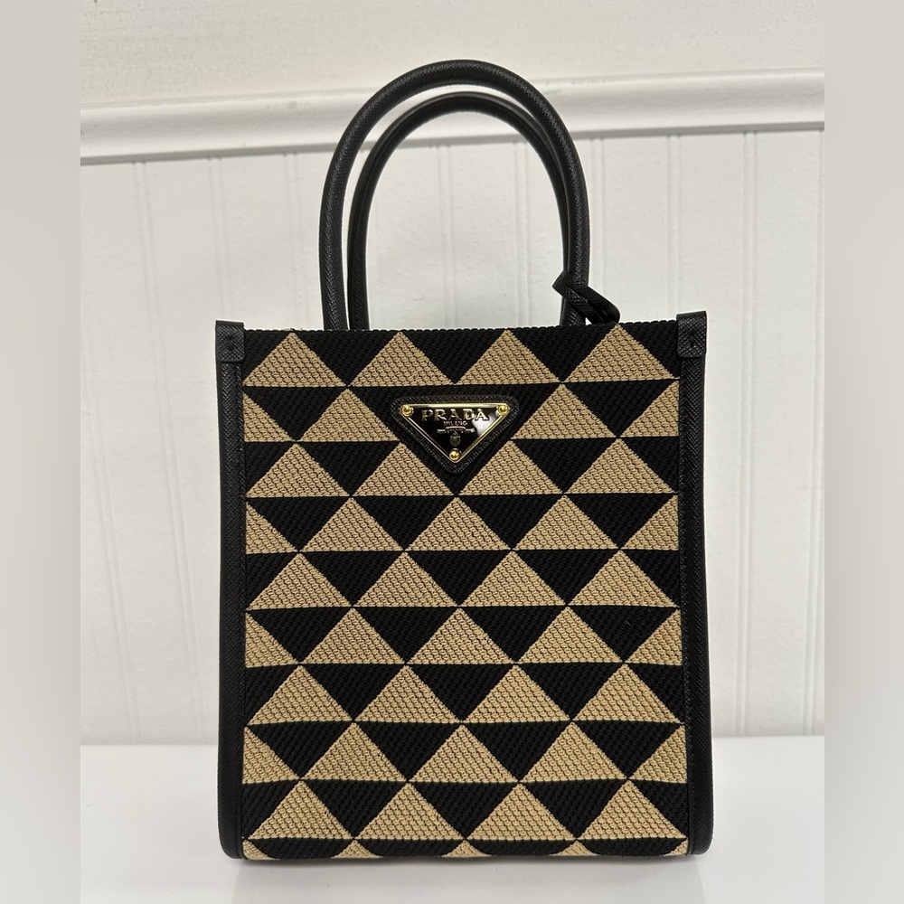 Prada Enameled Metal Triangle Mini Symbole Tote - Picture 2 of 13